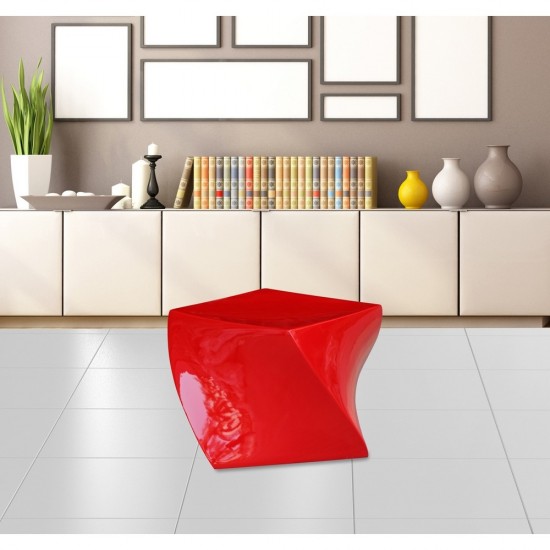 Fine Mod Imports Cube Ottoman, Red