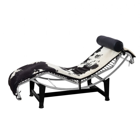 Fine Mod Imports Adjustable Chaise in Pony, Black and White