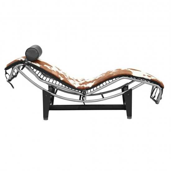 Fine Mod Imports Adjustable Chaise in Pony, Brown and White