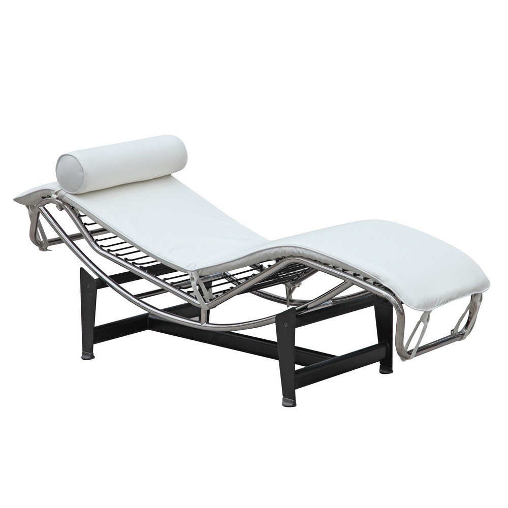 Fine Mod Imports Adjustable Chaise, White Fine Mod Imports Adjustable Chaise, White