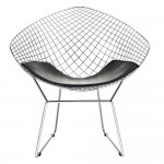 Fine Mod Imports Wire Diamond Chair, Black