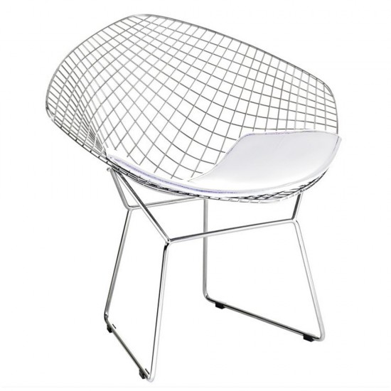 Fine Mod Imports Wire Diamond Chair, White