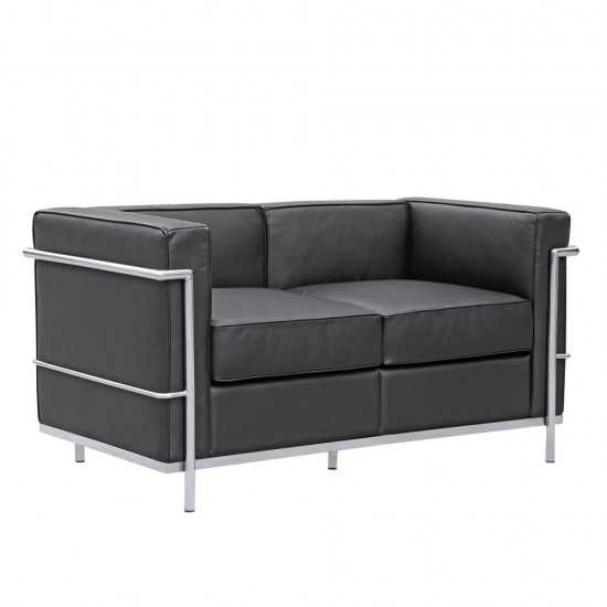 Fine Mod Imports Cube Lc2 Petit Loveseat, Black