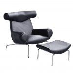 Fine Mod Imports Big Chair and Ottoman, Black