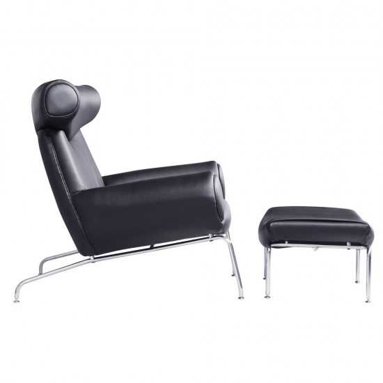 Fine Mod Imports Big Chair and Ottoman, Black