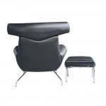 Fine Mod Imports Big Chair and Ottoman, Black