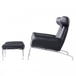 Fine Mod Imports Big Chair and Ottoman, Black