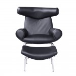 Fine Mod Imports Big Chair and Ottoman, Black