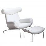 Fine Mod Imports Big Chair and Ottoman, White