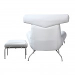 Fine Mod Imports Big Chair and Ottoman, White