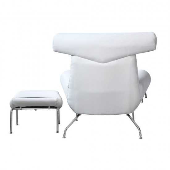 Fine Mod Imports Big Chair and Ottoman, White