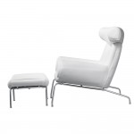 Fine Mod Imports Big Chair and Ottoman, White