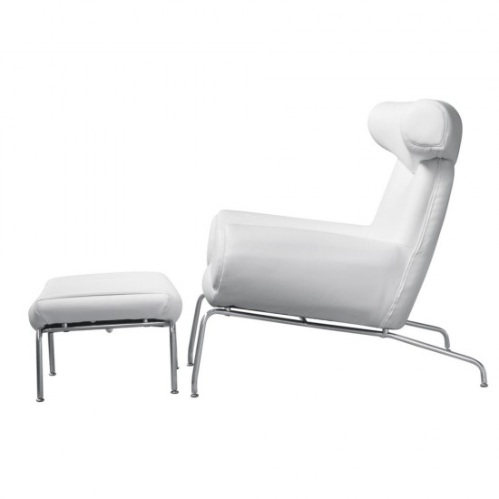 Fine Mod Imports Big Chair and Ottoman, White