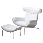 Fine Mod Imports Big Chair and Ottoman, White