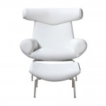 Fine Mod Imports Big Chair and Ottoman, White