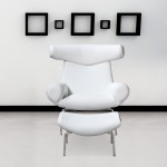 Fine Mod Imports Big Chair and Ottoman, White