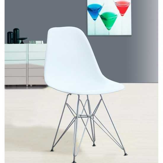 Fine Mod Imports WireLeg Dining Side Chair, White