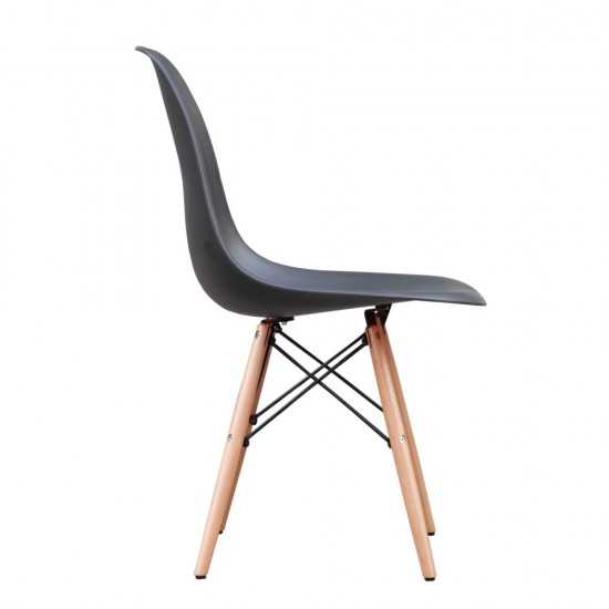 Fine Mod Imports WoodLeg Dining Side Chair, Black