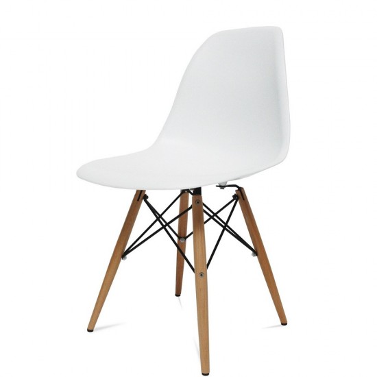 Fine Mod Imports WoodLeg Dining Side Chair, White