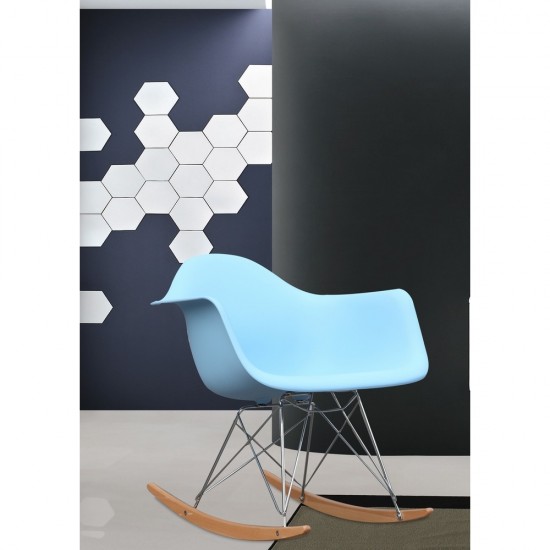 Fine Mod Imports Rocker Arm Chair, Light Blue