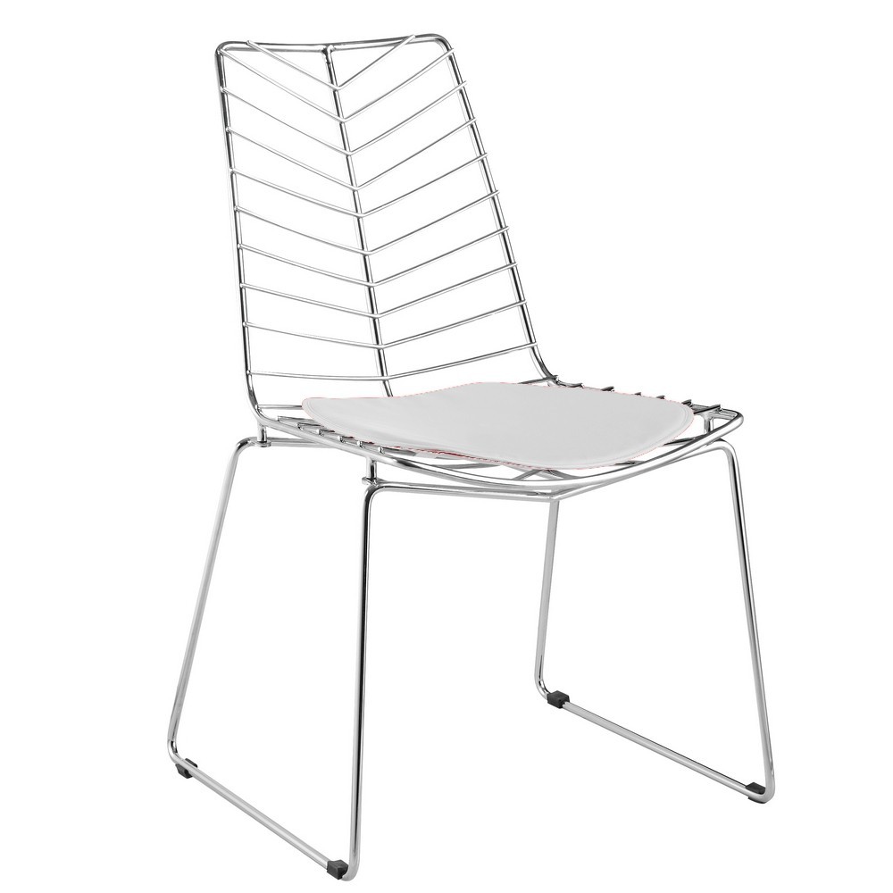 Fine Mod Imports Wire Leaf Chair, White