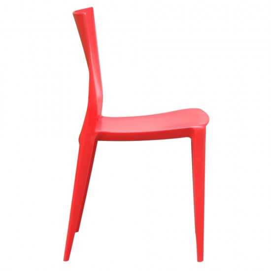 Fine Mod Imports Square Dining Chair, Red