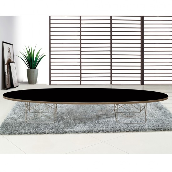 Fine Mod Imports Wire Wood Coffee Table, Black