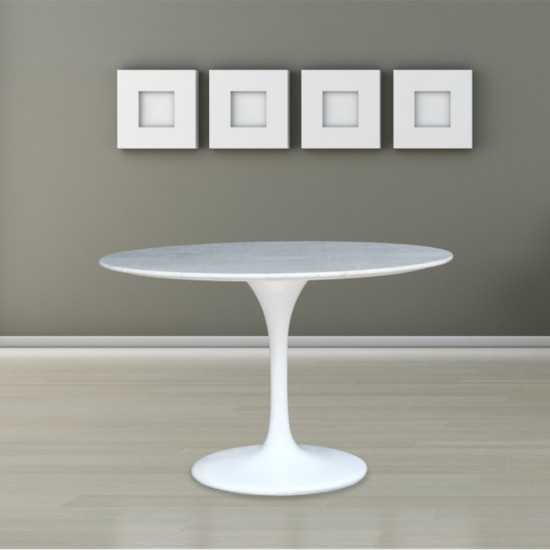 Fine Mod Imports Flower Marble Table 32", White