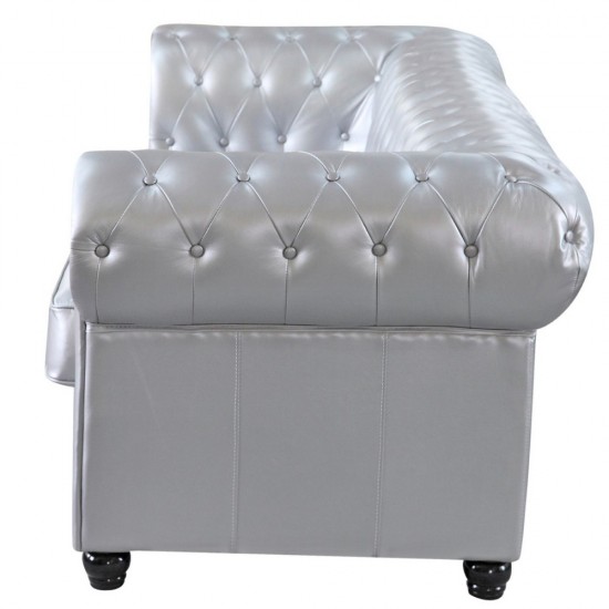 Fine Mod Imports Chestfield Sofa, Silver