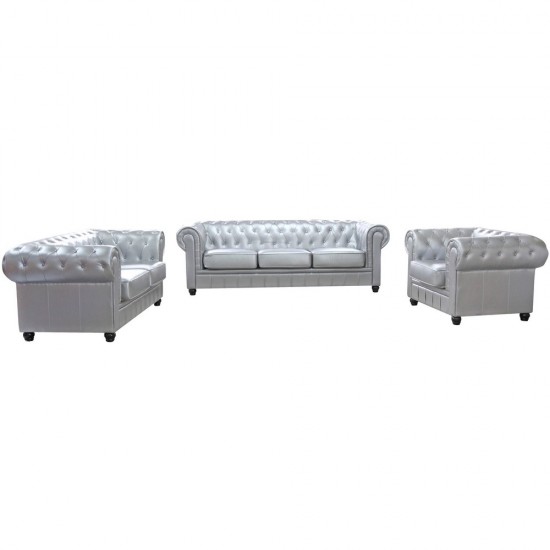 Fine Mod Imports Chestfield Sofa, Silver