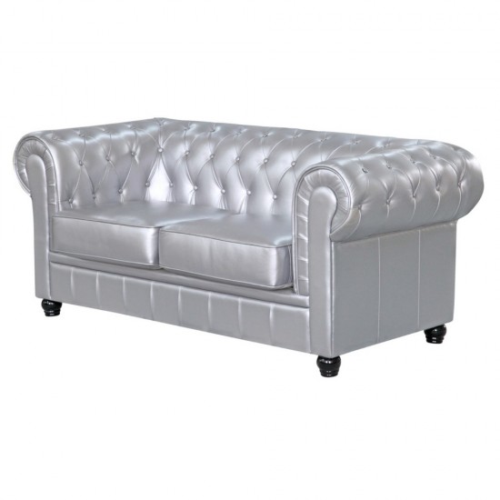 Fine Mod Imports Chestfield Loveseat, Silver