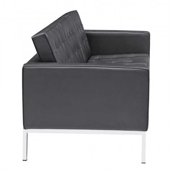 Fine Mod Imports Button Sofa in Leather, Black