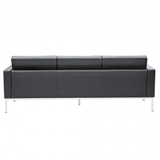 Fine Mod Imports Button Sofa in Leather, Black