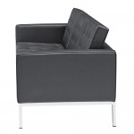 Fine Mod Imports Button Sofa in Leather, Black