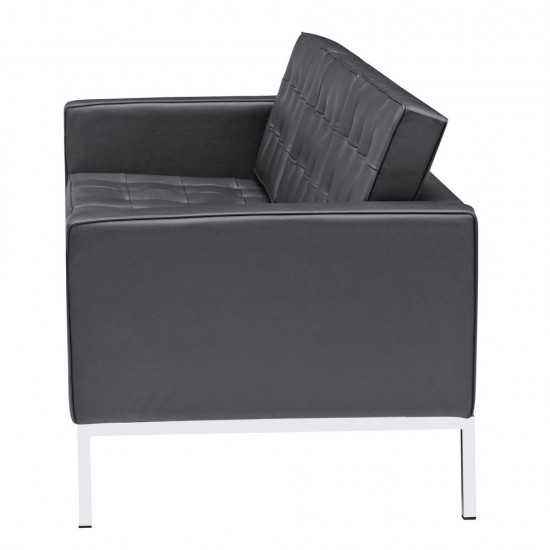 Fine Mod Imports Button Sofa in Leather, Black