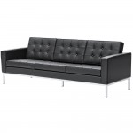 Fine Mod Imports Button Sofa in Leather, Black