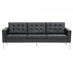 Fine Mod Imports Button Sofa in Leather, Black