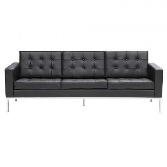 Fine Mod Imports Button Sofa in Leather, Black