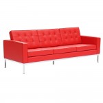 Fine Mod Imports Button Sofa in Leather, Red