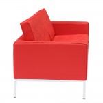 Fine Mod Imports Button Sofa in Leather, Red