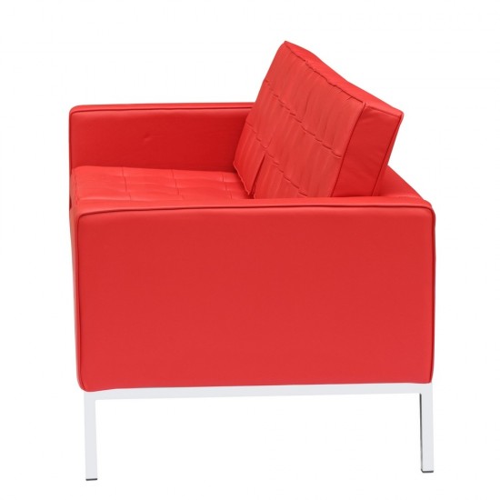 Fine Mod Imports Button Sofa in Leather, Red