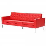 Fine Mod Imports Button Sofa in Leather, Red