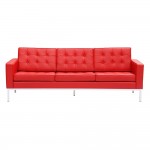 Fine Mod Imports Button Sofa in Leather, Red