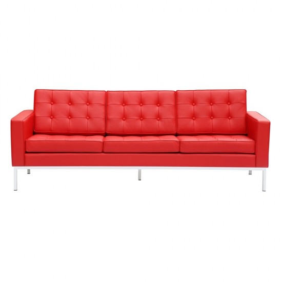 Fine Mod Imports Button Sofa in Leather, Red