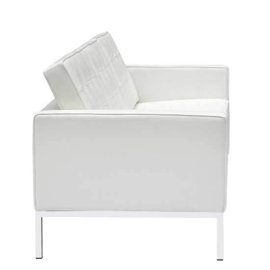 Fine Mod Imports Button Sofa in Leather, White