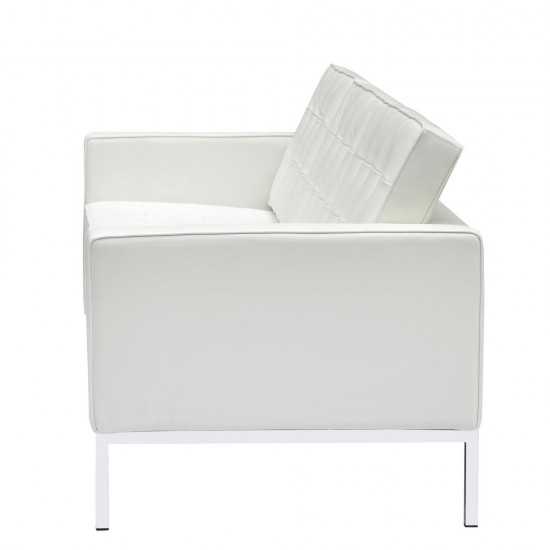 Fine Mod Imports Button Sofa in Leather, White