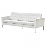 Fine Mod Imports Button Sofa in Leather, White
