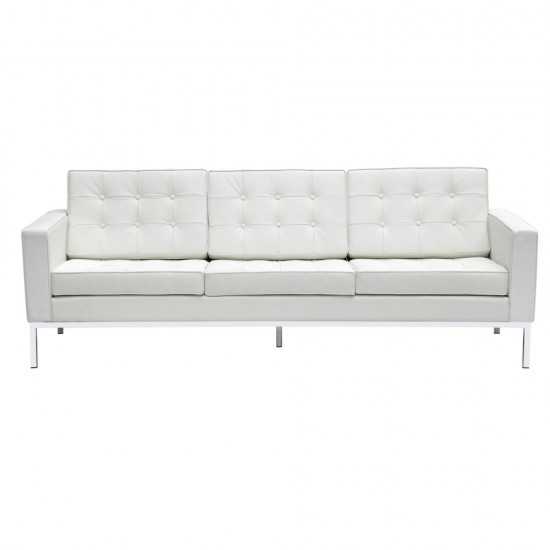 Fine Mod Imports Button Sofa in Leather, White