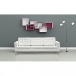 Fine Mod Imports Button Sofa in Leather, White