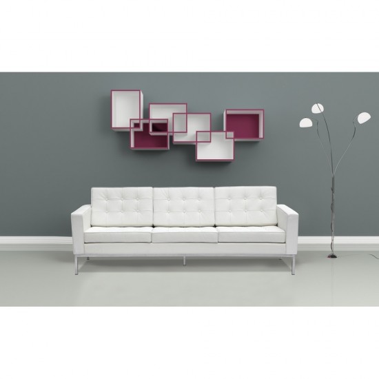 Fine Mod Imports Button Sofa in Leather, White